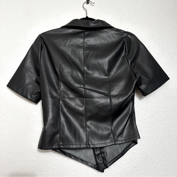 House of Harlow Black Vegan Leather Top - Size S - Picture 2 of 13
